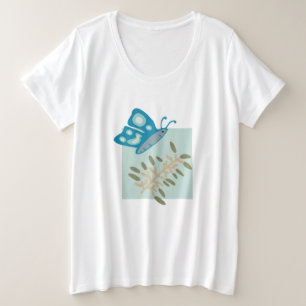 Moderne Abstracte vorm met blauwe vlinder T-shirt