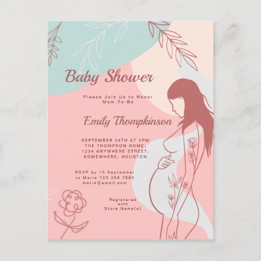 Moderne Abstracte Vorm Verwachtend Mom Baby shower Briefkaart (Voorkant)