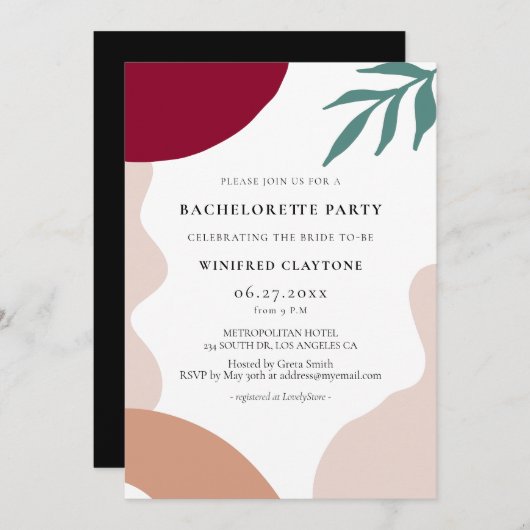 Moderne abstracte vormen Bachelorette Party Kaart (Voorkant / Achterkant)