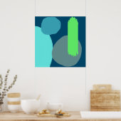 Moderne Abstracte vormen Blauwe Groene Kunst Poster (Keuken)