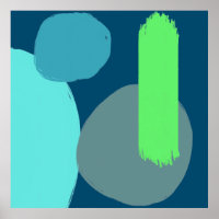 Moderne Abstracte vormen Blauwe Groene Kunst