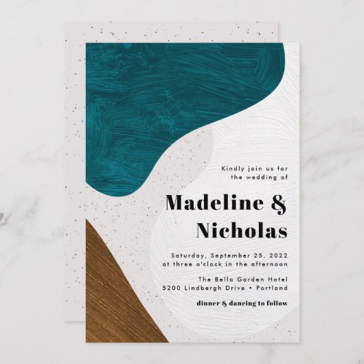 Moderne Abstracte vormen Blauwgroen & bruine bruil Kaart (Voorkant / Achterkant)