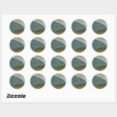 Moderne Abstracte vormen Blauwgroen Taupe Custom W Ronde Sticker (Vel)