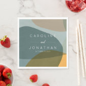 Moderne Abstracte vormen Blauwgroen Taupe Custom W Servet (Insitu)