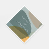 Moderne Abstracte vormen Blauwgroen Taupe Custom W Servet (Hoek)