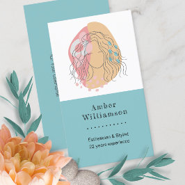 Moderne Abstracte vormen Boho Oranje Roze Woman Ch Visitekaartje