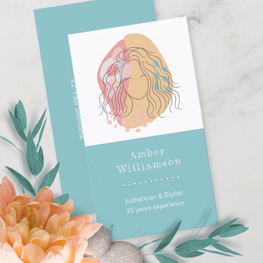 Moderne Abstracte vormen Boho Oranje Roze Woman Ch Visitekaartje