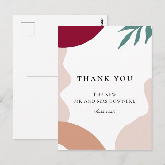 Moderne abstracte vormen bruiloft bedankt briefkaart (Voorkant / Achterkant)