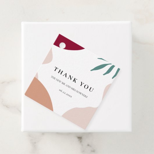 Moderne abstracte vormen hedendaagse bruiloft bedankjes labels (In situ)