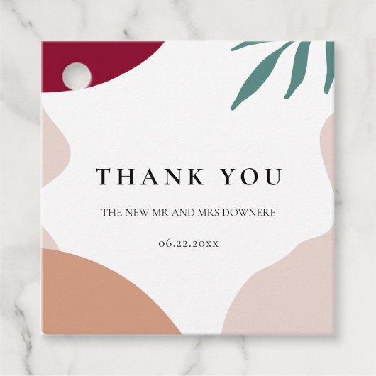 Moderne abstracte vormen hedendaagse bruiloft bedankjes labels (Voorkant)