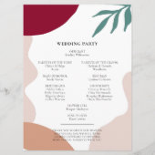 Moderne abstracte vormen hedendaagse bruiloft programmakaart (Achterkant)