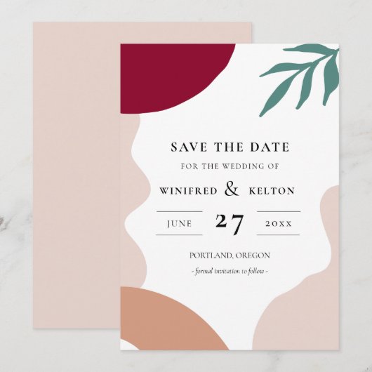 Moderne abstracte vormen hedendaagse Save the date Kaart (Voorkant / Achterkant)