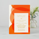 Moderne Abstracte vormen in Oranje chic Wedding Folie Uitnodiging (Staand Voorkant)