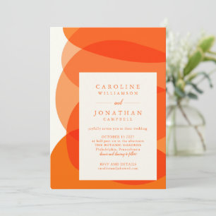 Moderne Abstracte vormen in Oranje chic Wedding Kaart