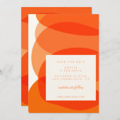 Moderne Abstracte vormen in Oranje chic Wedding Save The Date (Voorkant / Achterkant)