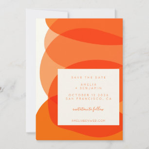 Moderne Abstracte vormen in Oranje chic Wedding Save The Date