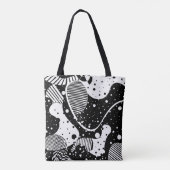 Moderne Abstracte vormen in zwart & wit Tote Bag (Achterkant)