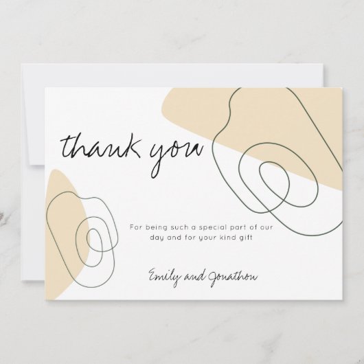 Moderne Abstracte Vormen Lijnen Foto bruiloft Bedankkaart (Voorkant)