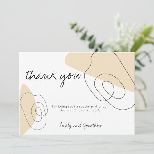 Moderne Abstracte Vormen Lijnen Foto bruiloft Bedankkaart (Staand voorkant)