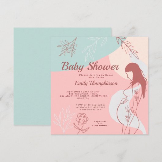 Moderne Abstracte vormen moeder om Baby shower te Kaart (Voorkant / Achterkant)