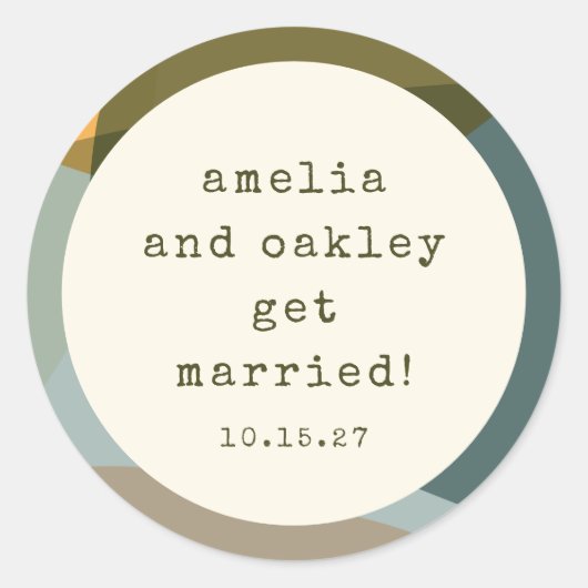 Moderne Abstracte Vormen Sage Blauwgroen Aangepast Ronde Sticker (Voorkant)