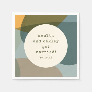 Moderne Abstracte Vormen Sage Blauwgroen Aangepast Servet