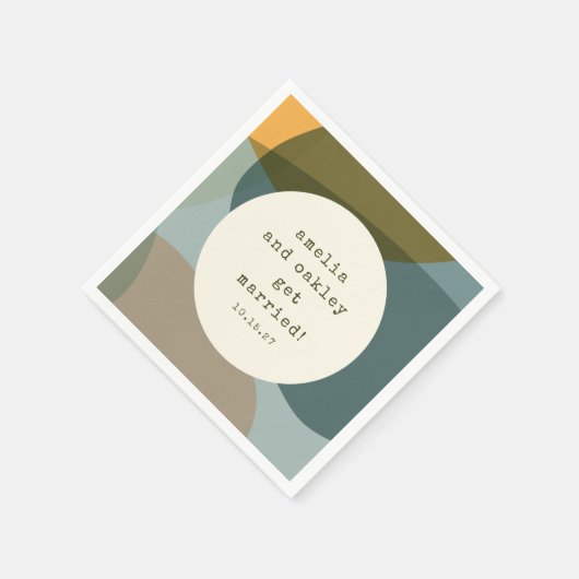 Moderne Abstracte Vormen Sage Blauwgroen Aangepast Servet (Hoek)