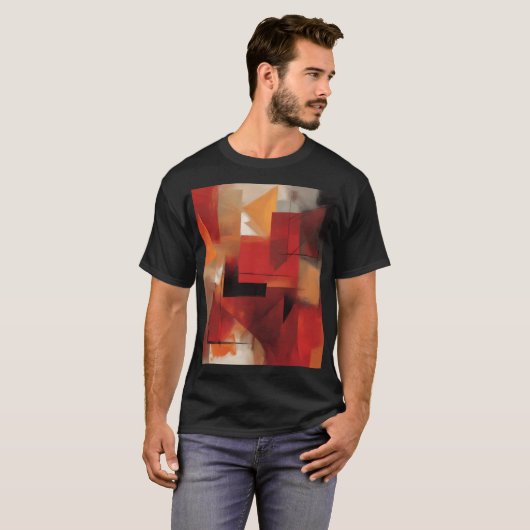Moderne Abstracte vormen schilderen kleurrijke kun T-shirt (Voorkant volledig)