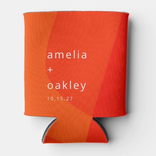 Moderne Abstracte vormen Sinaasappel Bold Custom W Blikjeskoeler (Voorkant)