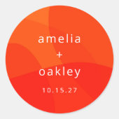 Moderne Abstracte vormen Sinaasappel Bold Custom W Ronde Sticker (Voorkant)