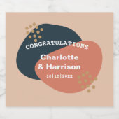 Moderne Abstracte Vormen Terracotta Navy Bruiloft Bier Etiket (Enkel label)