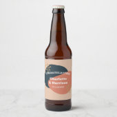 Moderne Abstracte Vormen Terracotta Navy Bruiloft Bier Etiket (Voorkant)