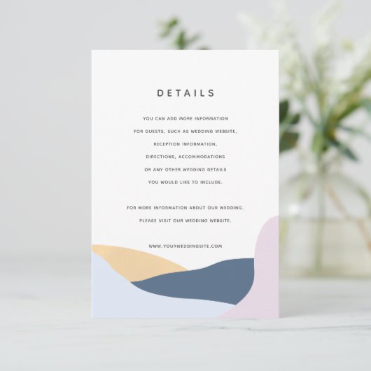 Moderne Abstracte Vormen Trouwdetails Kaart (Staand voorkant)