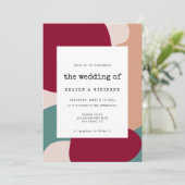 Moderne abstracte vormen trouwkaart save the date (Staand voorkant)