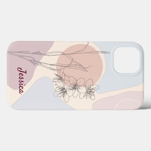 Moderne Abstracte vormen van pasta's BloemMonogram Case-Mate iPhone Case (Achterkant (horizontaal))