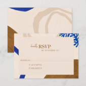 Moderne Abstracte vormen Zandblauw huwelijk RSVP Kaartje (Voorkant / Achterkant)