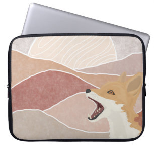 Moderne Abstracte vos en heuvels Laptop Sleeve