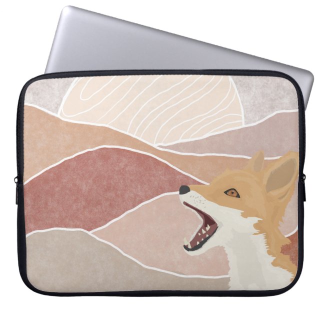 Moderne Abstracte vos en heuvels Laptop Sleeve (Voorkant)