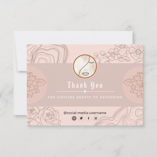 Moderne Abstracte vrouw Beauty Face Logo Bedankkaart (Voorkant)