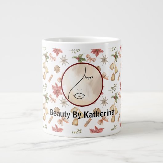 Moderne Abstracte vrouw Beauty Face Logo Grote Koffiekop (Voorkant)
