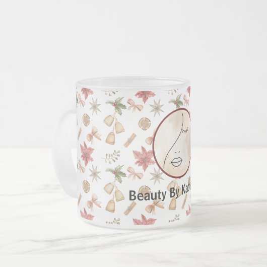 Moderne Abstracte vrouw Beauty Face Logo Matglas Koffiemok (Voorkant links)