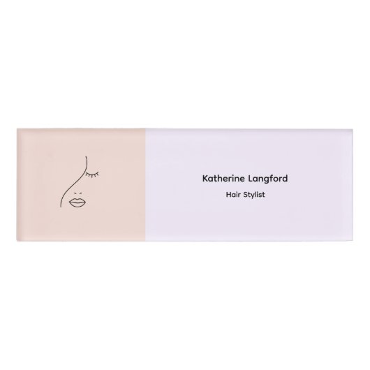 Moderne Abstracte vrouw Beauty Face Logo Naambadge (Voorkant)