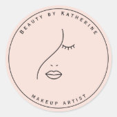 Moderne Abstracte vrouw Beauty Face Logo Ronde Sticker (Voorkant)