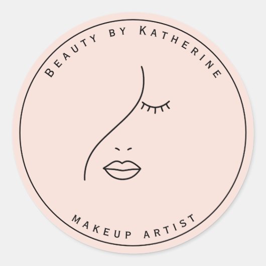 Moderne Abstracte vrouw Beauty Face Logo Ronde Sticker (Voorkant)