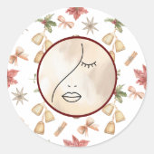 Moderne Abstracte vrouw Beauty Face Logo Ronde Sticker (Voorkant)