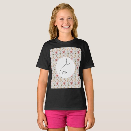 Moderne Abstracte vrouw Beauty Face Logo T-shirt (Voorkant volledig)