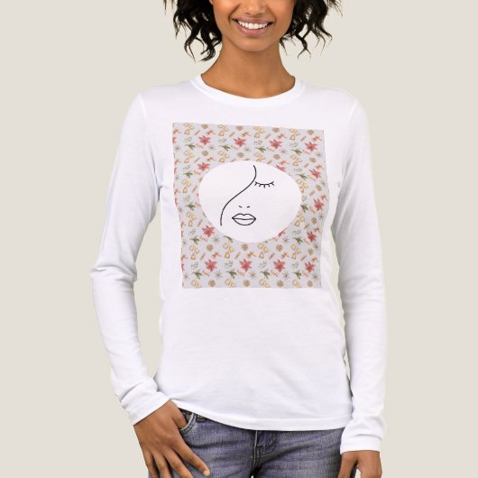 Moderne Abstracte vrouw Beauty Face Logo Tri-Blend Shirt (Voorkant volledig)