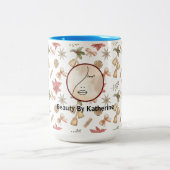 Moderne Abstracte vrouw Beauty Face Logo Tweekleurige Koffiemok (Center)