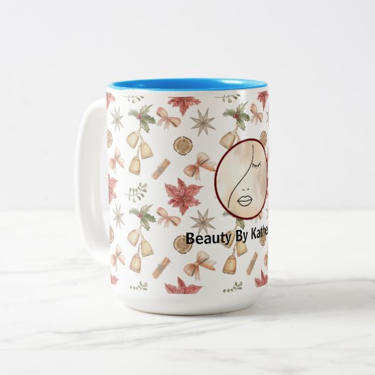 Moderne Abstracte vrouw Beauty Face Logo Tweekleurige Koffiemok (Voorkant links)