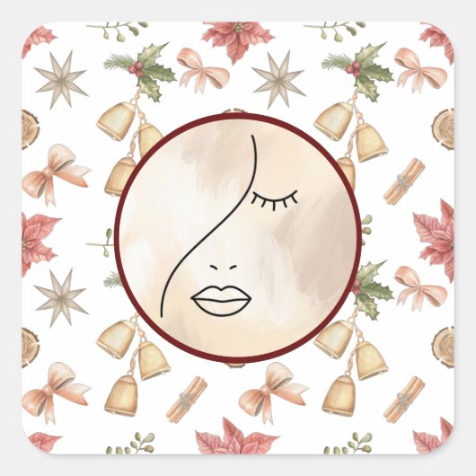 Moderne Abstracte vrouw Beauty Face Logo Vierkante Sticker (Voorkant)